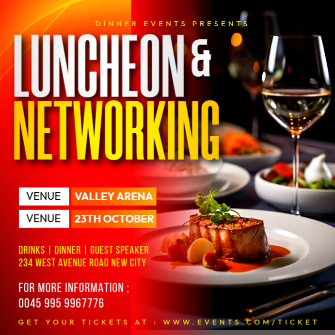 Luncheon & Networking event invitation instagram post flyer template poster design