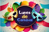 Lunes de Carnaval flyer template design Label