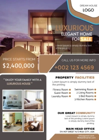luxurious elegant home for sale poster A3 template