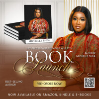 Stylish Script Gold & Brown New Author Book Launch Modern Social Media Template Instagram-Beitrag