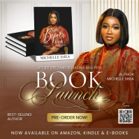 Stylish Script Gold & Brown New Author Book Launch Modern Social Media Template Instagram Post