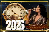 Luxury 2026 New Year Celebration Poster Banner 4' × 6' template