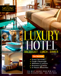 Luxury 5 Star Hotel Deluxe Grand Elite Resort Accommodation Services Advertisement Flyer Template In Instagram Portrait