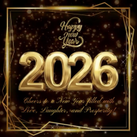 Luxury animated golden card  new year 2026 Instagram Post template