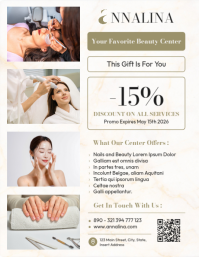 Luxury Beauty Center Promotional Flyer - Elegant Spa Service Menu Løbeseddel (US Letter) template
