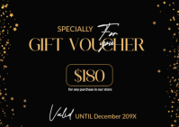 Luxury Black & Gold Gift Voucher Template Cartolina
