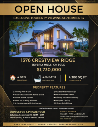 Black Open House Real Estate Flyer Template