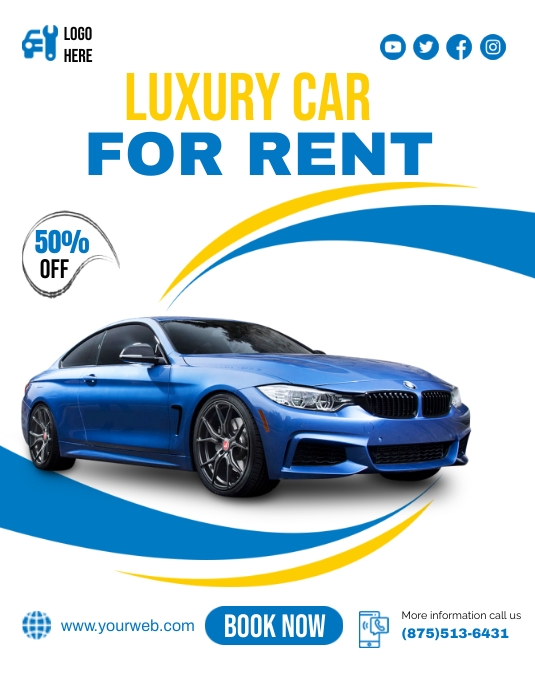Car Rent Advertisement Luxury Car For Rent Ads Template | PosterMyWall