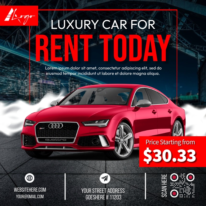 Luxury Car Rental Ads Template | PosterMyWall