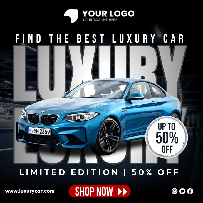 Car Advertisement Rectangular Luxury Car Rental Ads Template | PosterMyWall