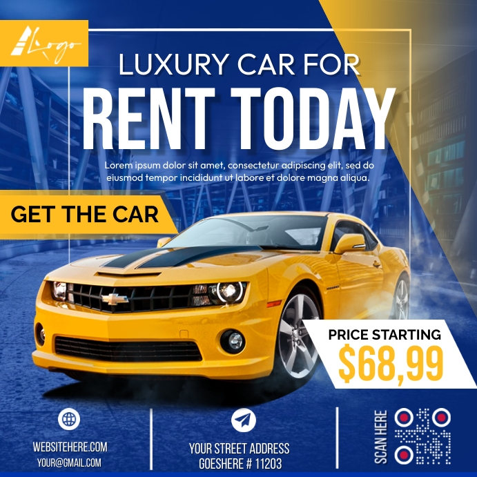 We Rent Cars Advertisement Luxury Car Rental Ads Template | PosterMyWall