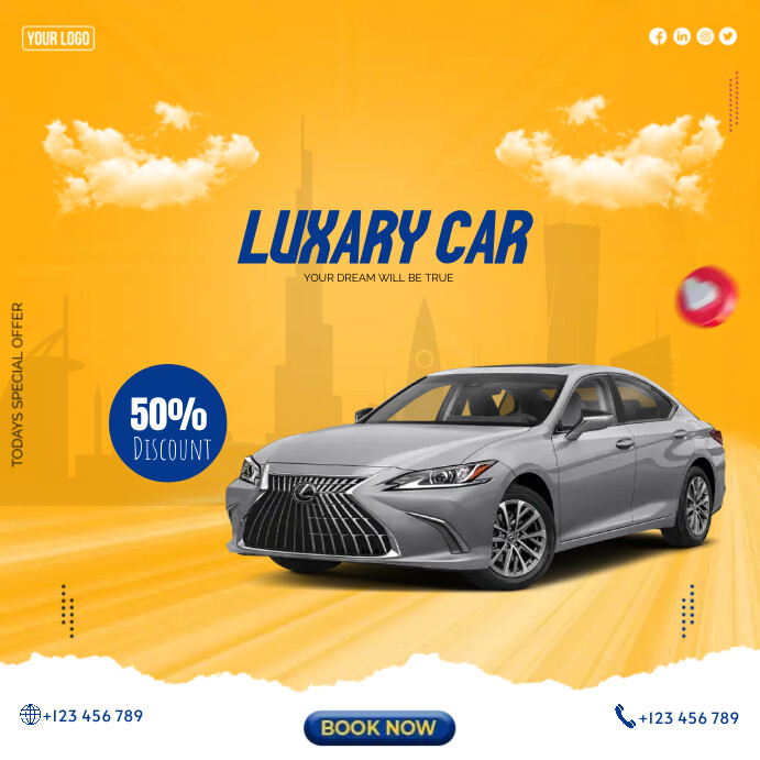 Car Rent Designs Luxury Car Rental Template | PosterMyWall