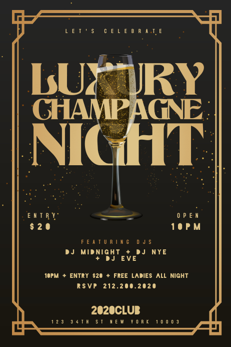 Luxury Champagne Night Poster Template Vorlage Postermywall