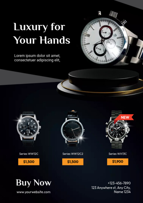 Poster. Watch Collection Black Watch Promotion A4 Template | PosterMyWall