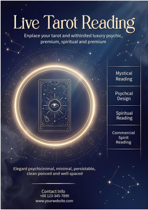 Luxury cosmic tarot reading flyer | spiritual psychic event poster ...