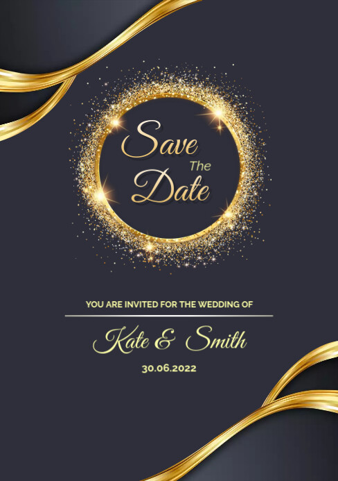 Luxury design Wedding card save the date (2) A5 template