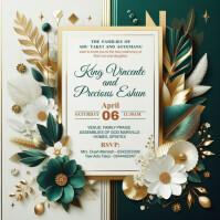 Luxury Emerald Green Wedding Invitation Instagram Post template