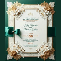 Luxury Emerald Green Wedding Invitation Instagram Post template