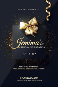 Luxury Gold & Navy Birthday Invitation Template | Elegant Adult Birthday Party Invite Poster