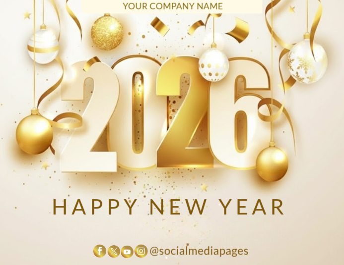 Luxury Gold 2026 Happy New Year Greeting Template for Business & Social ...