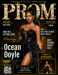 Luxury Gold Black Prom Send-Off Flyer Template | Elegant Graduation Party Invite