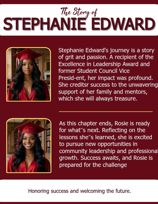 Luxury Graduation Biography Template | Class of 2026 Senior Memory ...