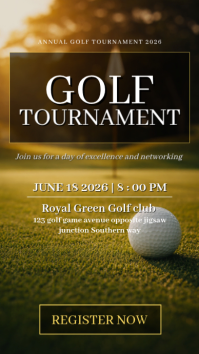 Luxury Green Golf Tournament Flyer Template | Corporate Golf Event Poster 2026 Instagram Story