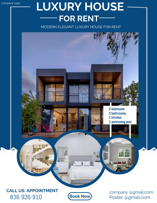 House For Rent Advertisement Example Luxury house for rent Template | PosterMyWall