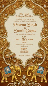 Luxury Indian Wedding Invitations Tampilan Digital (9:16) template