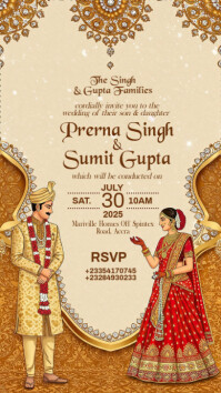 Luxury Indian Wedding Invitations Digital Display (9:16) template