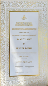 Luxury Islamic Nikah Marriage Certificate Template | Elegant Gold Wedding CertificateDigital Display Digitale Vertoning (9:16)