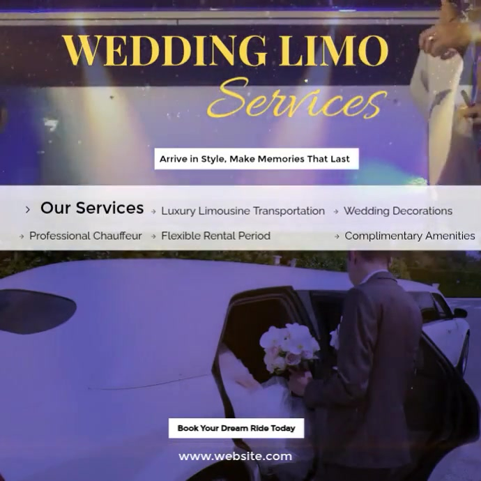 Limo Rent Flyer White Limousine Services Flyers Template | PosterMyWall