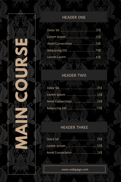 Luxury Menu Template | PosterMyWall
