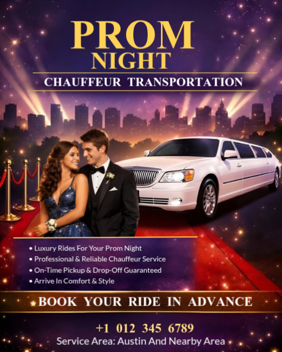 Copy of Luxury Prom Limo Service & Chauffeur Transportation Flyer ...