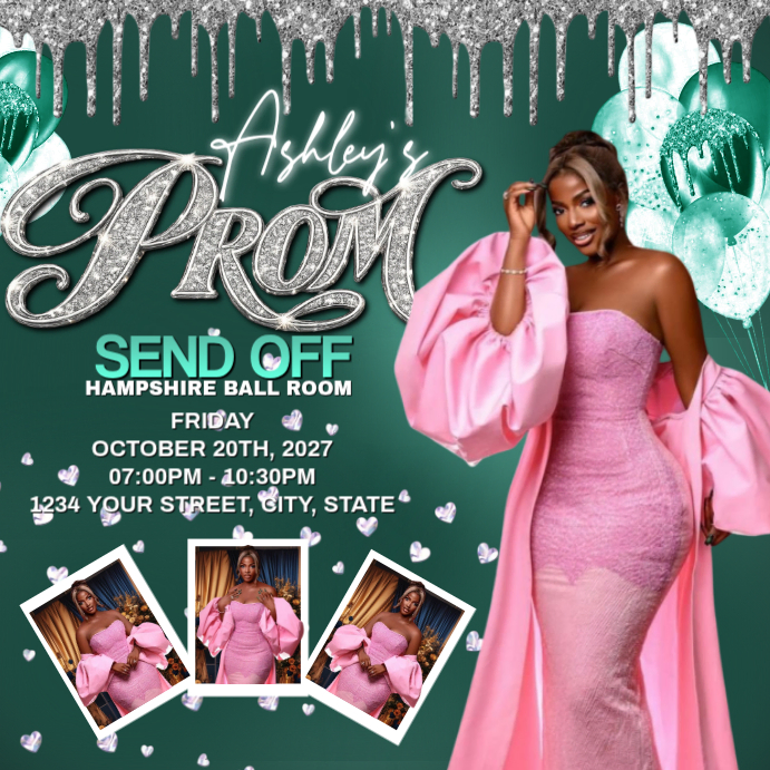 Luxury prom send off invitation video flyer elegant editable template ...