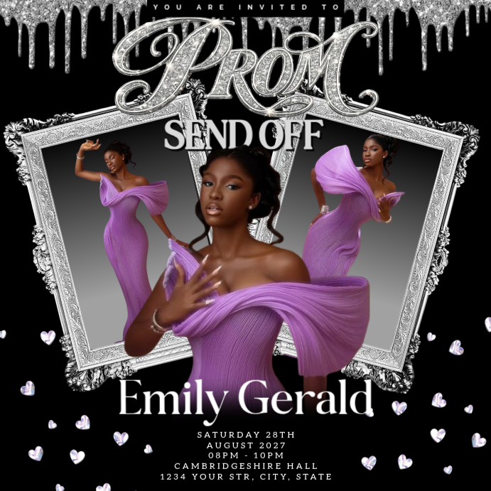 Luxury prom send off invitation video flyer elegant editable template ...