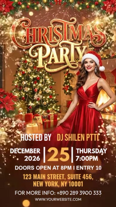 Luxury Red Christmas Party Night Flyer Template Instagram Story ...