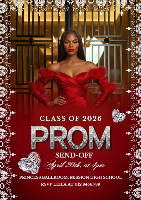 Red Prom Send-off Invitation A4 Template | PosterMyWall