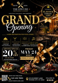 Luxury Restaurant Grand Opening Flyer Template A2