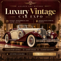 Marrón Luxury Vintage Car Expo Wpis na Instagrama Template