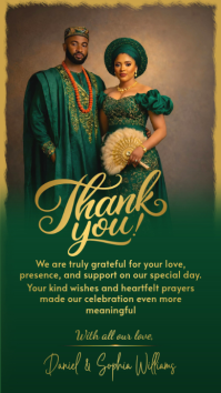 Luxury Wedding Thank You Card Template | Elegant African Traditional Wedding Appreciation Poster Instagram 快拍