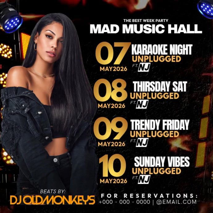 Mad Music Hall Weekend Lineup Template | PosterMyWall