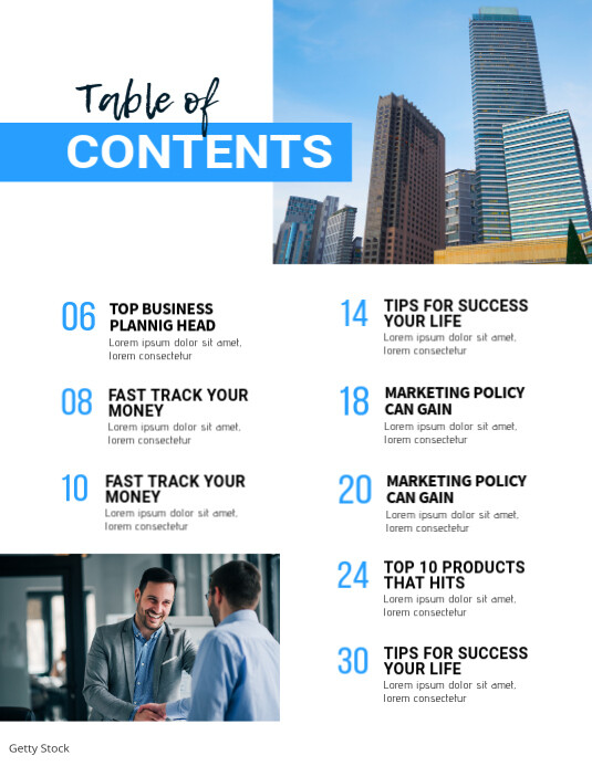 Digital Magazine Contents Example White Business Planning Flyers Template | PosterMyWall