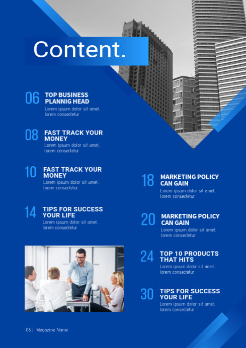 Magazine Content Page Design Template | PosterMyWall