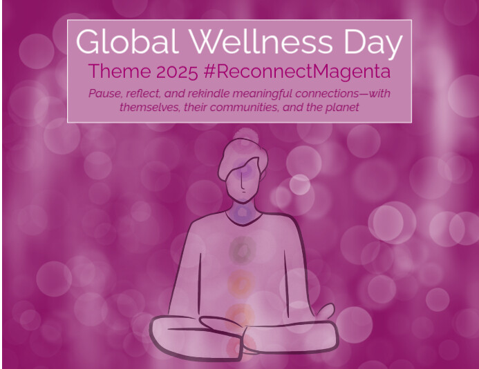Magenta Illustrative Global Wellness Day Flyer (us Letter) template