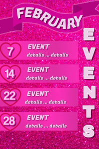 Magenta List-based February Events Poster template