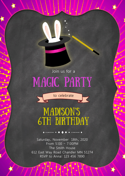 Magic Box Invitations Magic Theme Invitation Template EDITABLE School Of Wizards And Magic