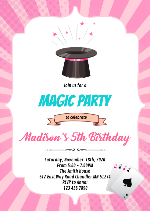 Modele Invitation Anniversaire Fille Magique Postermywall Modele Invitation Anniversaire Fille Magique Postermywall