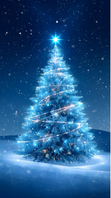 Magical Blue Christmas tee Tree Winter Template | PosterMyWall