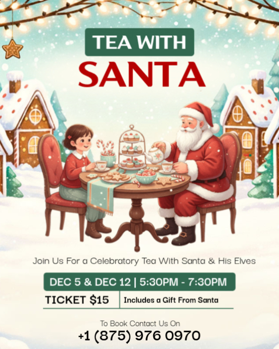 Plantilla de Magical Tea with Santa Invitation - Holiday Afternoon Tea ...